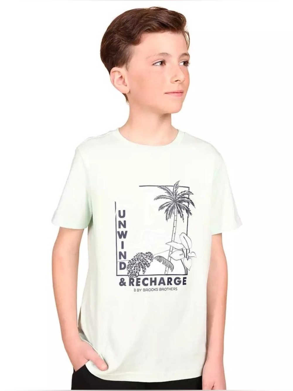 B By Brooks Brothers Big Boys Recharge Graphic T-Shirt 100% Pima Cotton